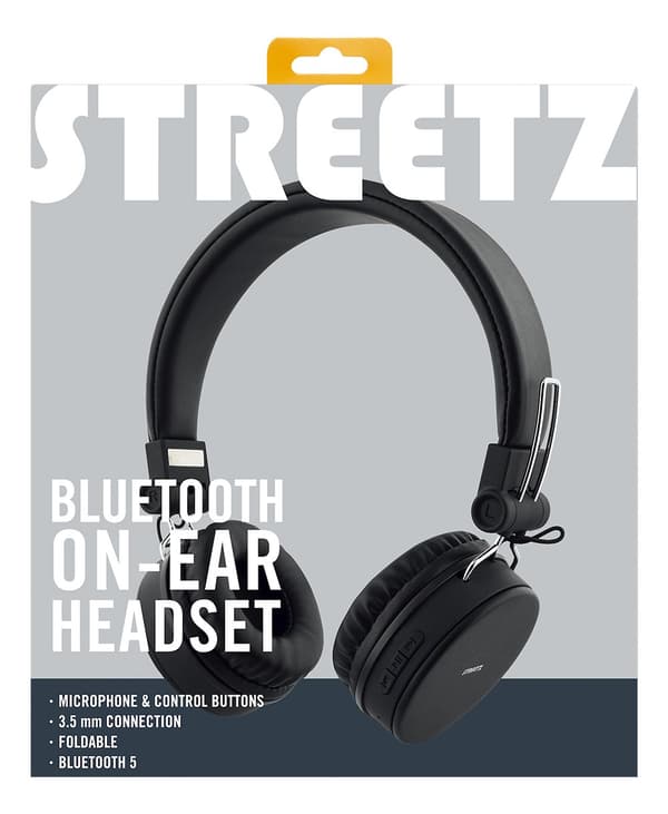 BT200 Foldable on-ear BT headset, 3.5 mm, black