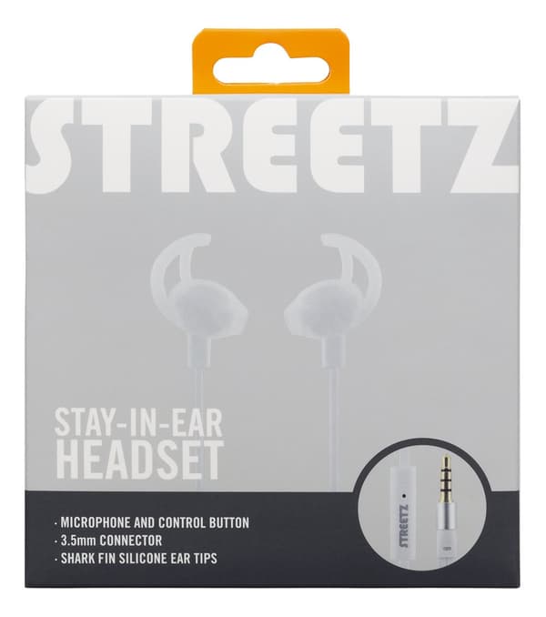 E120 Stayinear earbuds 1button remote 3.5mm mic white