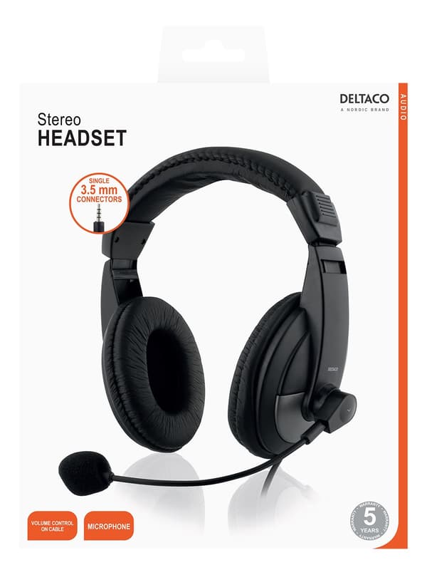 Headset, 40mm element, 1x4-pin 3.5mm connector, black
