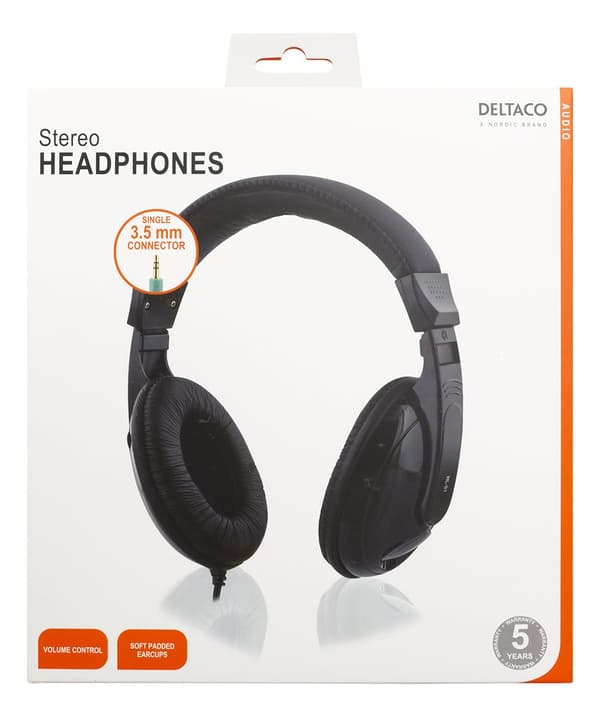 Headphones with volume control, 1x3.5mm, black
