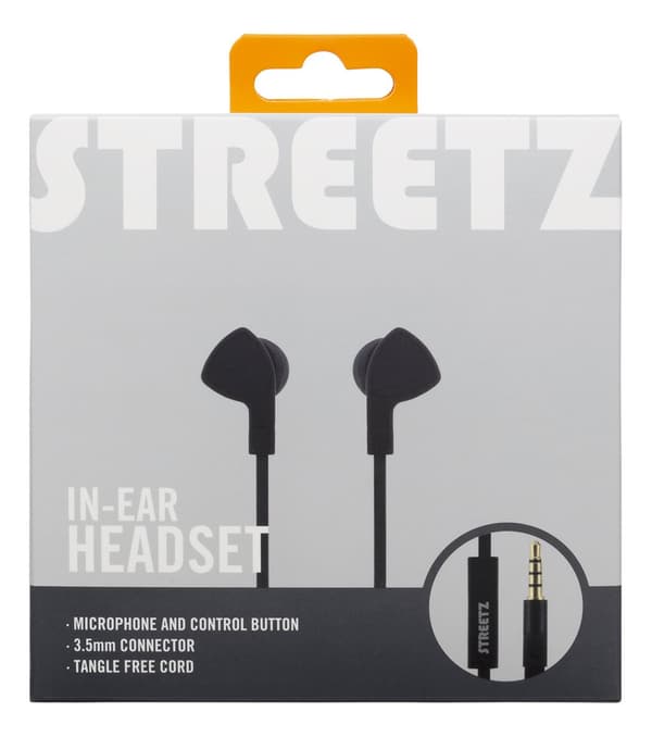E110 In-ear headset, 1-button remote, 3.5mm, mic, black