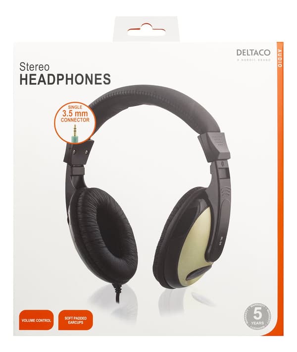 Headphones with volume control, 1x3.5mm, black/gold