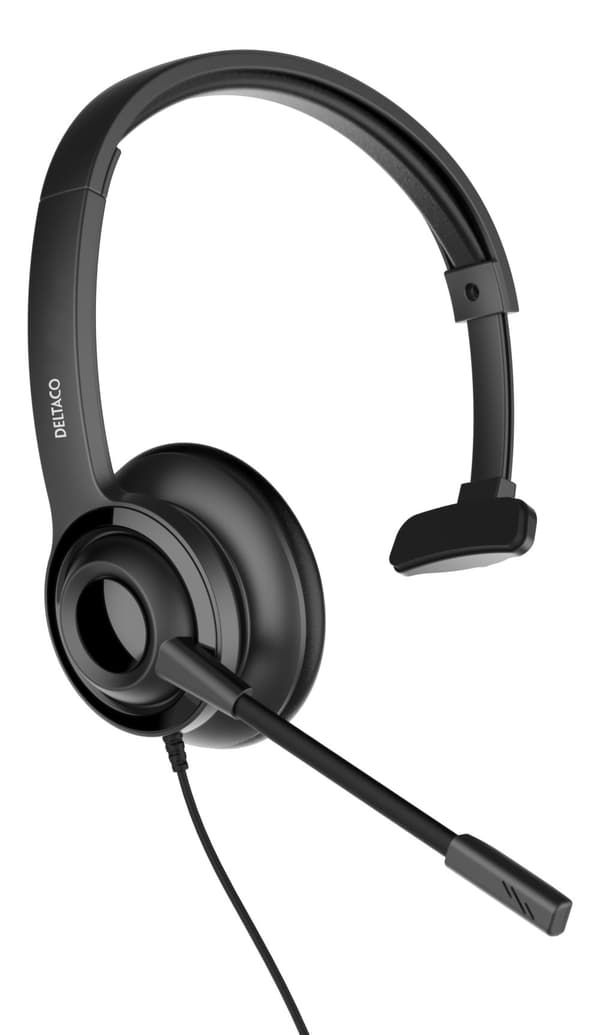 USB mono headset, volume control, noise reducing mic, black