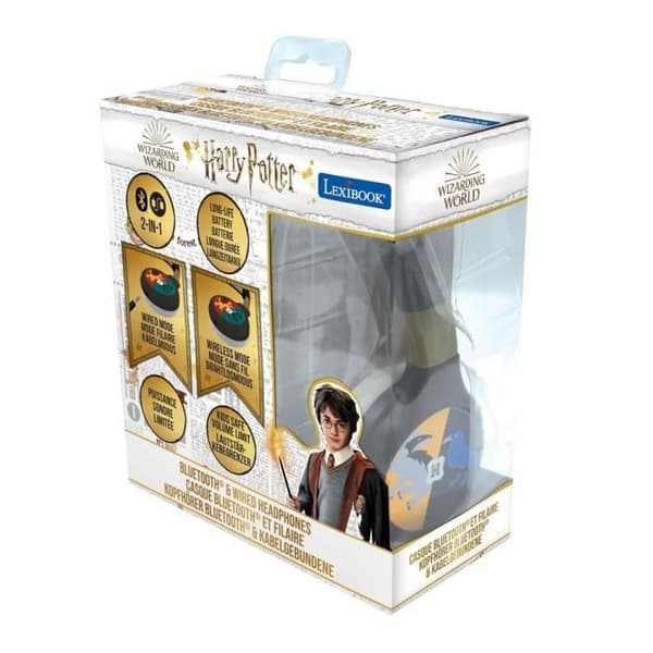 HARRY POTTER - 2 i 1 Bluetooth-hörlurar - Bekväma och hopfällbara trådbundna för barn med ljudbegränsning