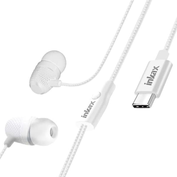 USB-C hörlurar - INKAX - In-ear - 1,2m - Integrerad mikrofon - Multifunktionsknapp