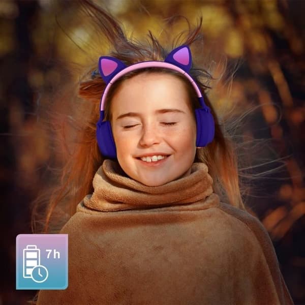 Bluetooth stereo hörlurar - AVIZAR - Kattöron - Ljusanimation - 12h batteritid - Unisex