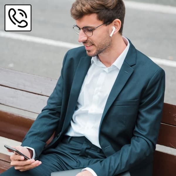 In-ear hörlurar - AKASHI - Bluetooth 5.0-modell - 24H batteritid - Vit - Kompakt