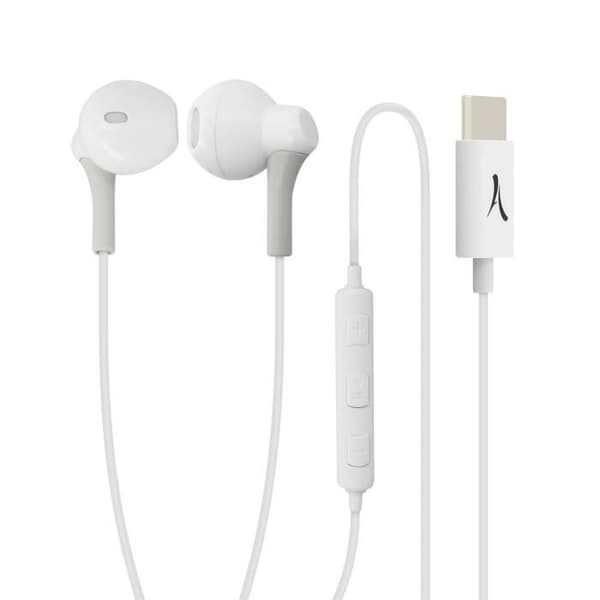 USB-C hörlurar - Akashi - Vit - Fjärrkontroll - Mikrofon - 1.2m