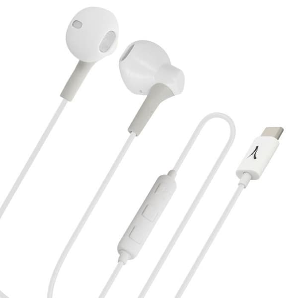 USB-C hörlurar - Akashi - Vit - Fjärrkontroll - Mikrofon - 1.2m