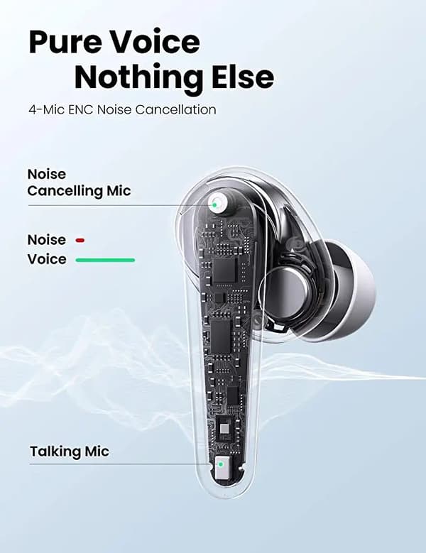 UGREEN HiTune T1 Wireless Earbuds with 4 Microphones, HiFi Stereo Bluetooth Earphones