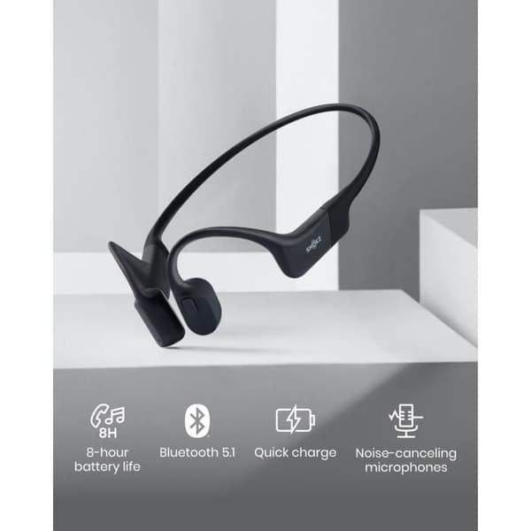 Shokz OpenRun MINI (Aeropex Quick Charge Version) - trådlösa benledningshörlurar med Bluetooth, sporthörlurar, svarta