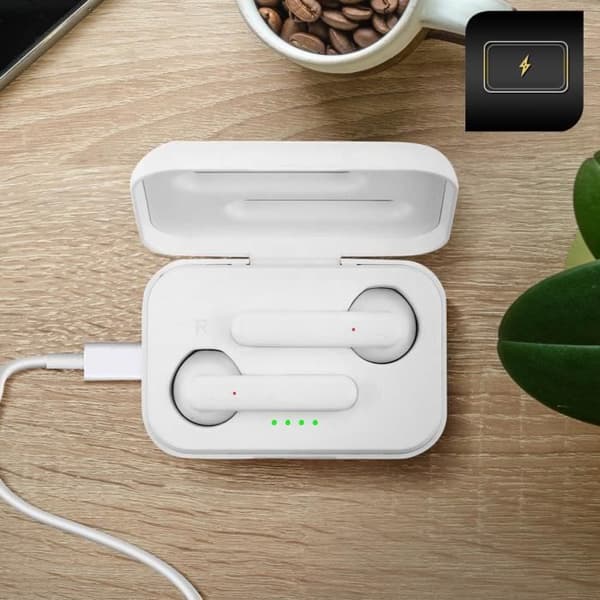 In-ear hörlurar - Akashi - Bluetooth - 3H batteritid - Laddningsfodral - Vit
