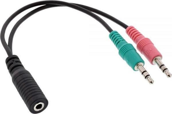 InLine 2x 3,5 mm > 3,5 mm 4-benet headset-adapter OMTP - sort - 0,15 meter