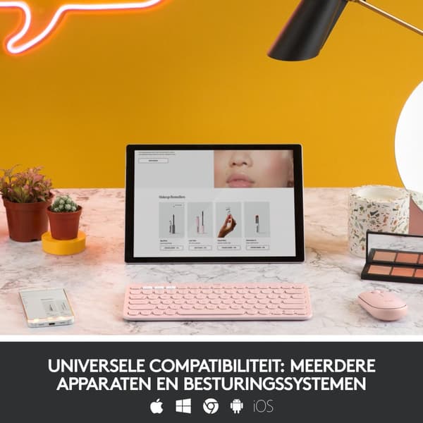Logitech K380 - Langaton Bluetooth-näppäimistö - QWERTY - Vaaleanpunainen