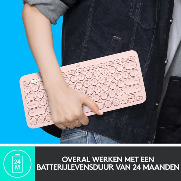 Logitech K380 - Langaton Bluetooth-näppäimistö - QWERTY - Vaaleanpunainen