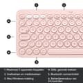 Pikkukuva 5 / 8: Logitech K380 - Langaton Bluetooth-näppäimistö - QWERTY - Vaaleanpunainen