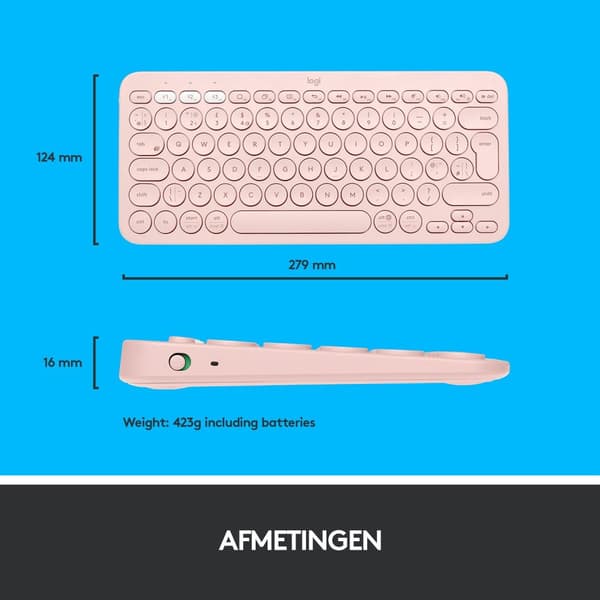 Logitech K380 - Langaton Bluetooth-näppäimistö - QWERTY - Vaaleanpunainen