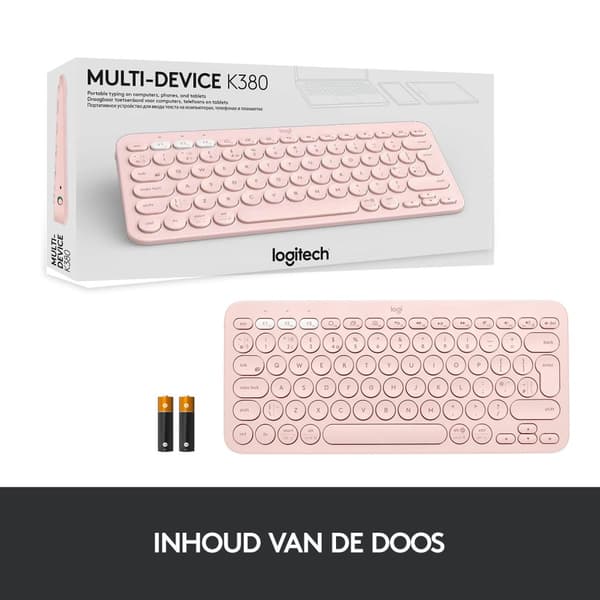 Logitech K380 - Langaton Bluetooth-näppäimistö - QWERTY - Vaaleanpunainen