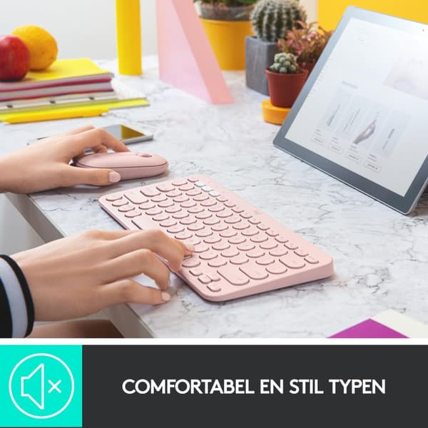 Logitech K380 - Langaton Bluetooth-näppäimistö - QWERTY - Vaaleanpunainen