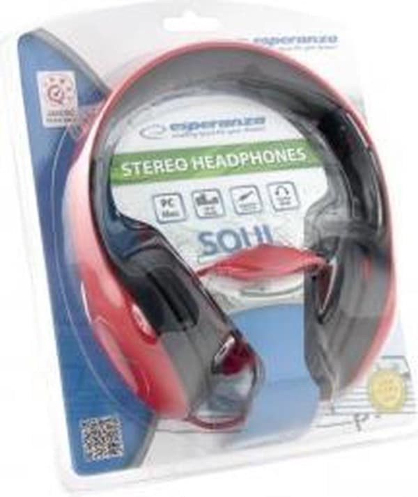 Esperanza EH138R hovedtelefoner/headset Hovedbånd Sort, Rød