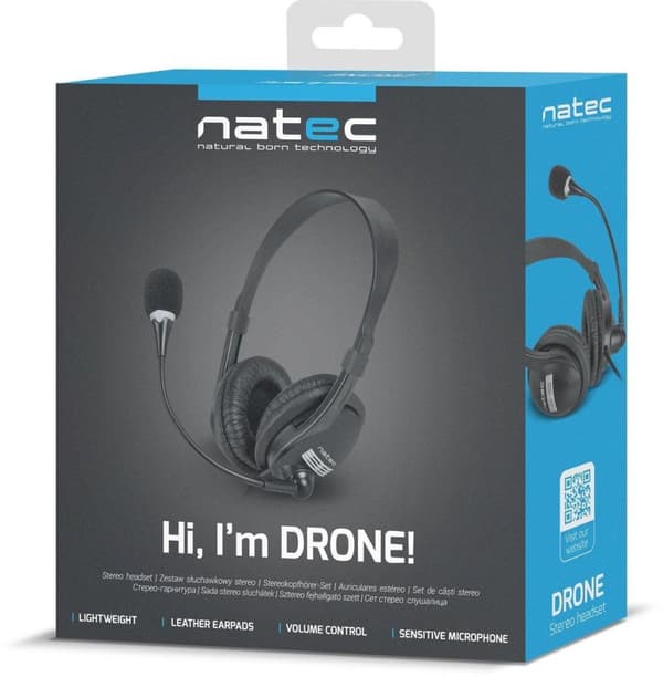 NATEC Drone Headset Trådbundna huvudband Samtal/Musik Svart, Orange
