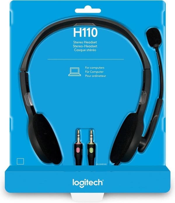 Logitech H110 -kuulokkeet - Kaksinkertainen 3,5 mm:n liitäntä - harmaa