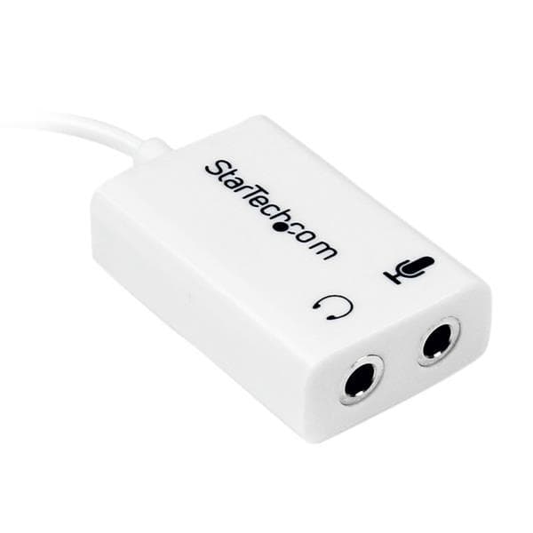StarTech White Headset Adapter kuulokkeille erillisillä kuuloke-/mikrofoniliittimillä - 3,5 mm 4-asentoinen 2x 3-asentoinen 3,5 mm M/F