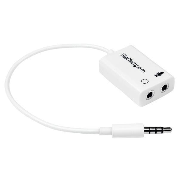 StarTech White Headset Adapter kuulokkeille erillisillä kuuloke-/mikrofoniliittimillä - 3,5 mm 4-asentoinen 2x 3-asentoinen 3,5 mm M/F