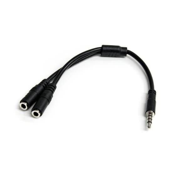 StarTech .com 3,5 mm Jack Audio Y-kabel - 4 ben. til 3 pin Headset-adapter til headset med hovedtelefon-/mikrofonstik - St/Bu - Headset-splitter - 20