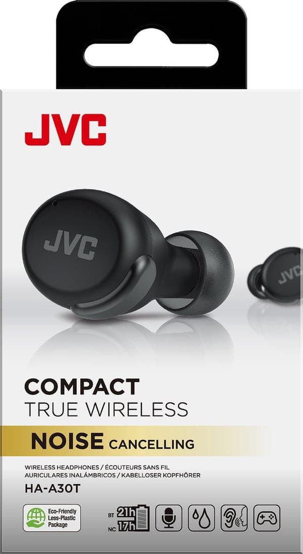 JVC HA-A30T-B - Kompakte, stilfulde ægte trådløse øretelefoner med støjreduktion - Sort