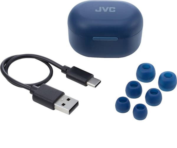 JVC HA-A30T-A - Kompakte, stilfulde ægte trådløse øretelefoner med støjreduktion - blå