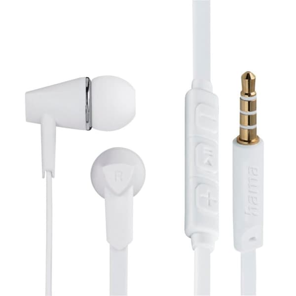 Hama Öronproppar Joy In-ear Mikrofon Flat Kabel Vit