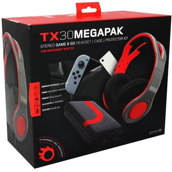 Pack gaming för Nintendo Switch - Gioteck TX30 Megapack - Headset med mikrofon - Röd
