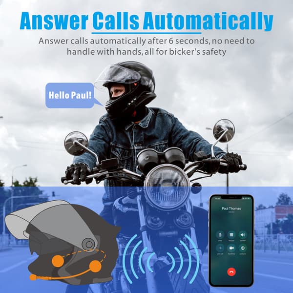 INF MC hovedtelefoner til motorcykelhjelm Bluetooth 5.2