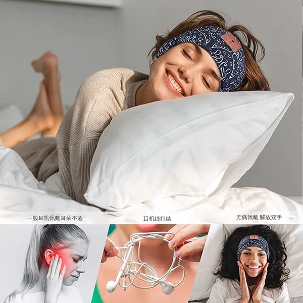 Sleep Headband - ASMR Headphones Black Patterned