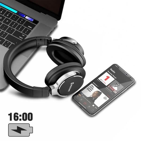 Bluetooth-headset - SWISSTEN - IPX3 vattentätt - Bekvämt - Hög batteritid - Svart