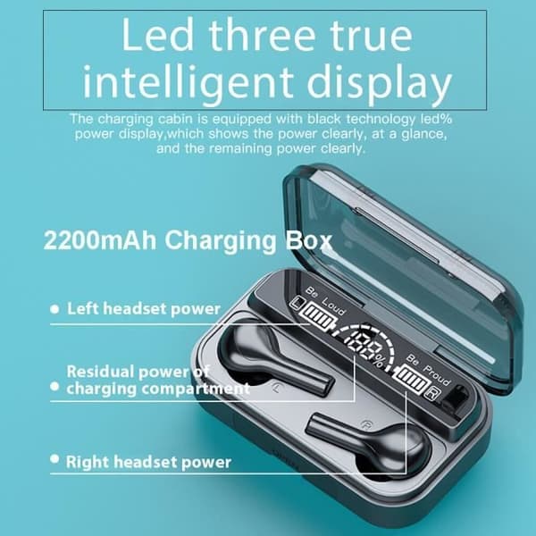278 TWS 5.0 trådlösa Bluetooth-hörlurar, 9D stereosporthörlurar, vattentäta, med mikrofon, laddningsbox [83B4467]