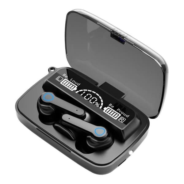 M19 5.1 Wireless Headset Led Power Display Touch Magnetic Induction Earphone Svart