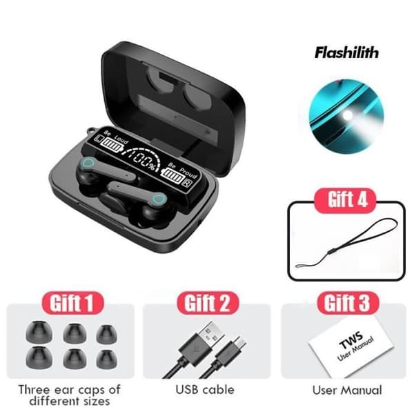 Bluetooth 5.1 TWS trådlösa hörlurar, True Sports Gaming Headset, 9D stereohörlurar med mikrofon för Iphone, [2C1F0DF]