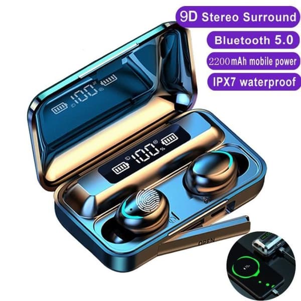 Headset, TWS Trådlöst Bluetooth Headset Öronsnäckor 9D Stereo Earbuds IPX7 Vattentätt Headset med Mikrofon för Xiaomi Huawei - Typ B