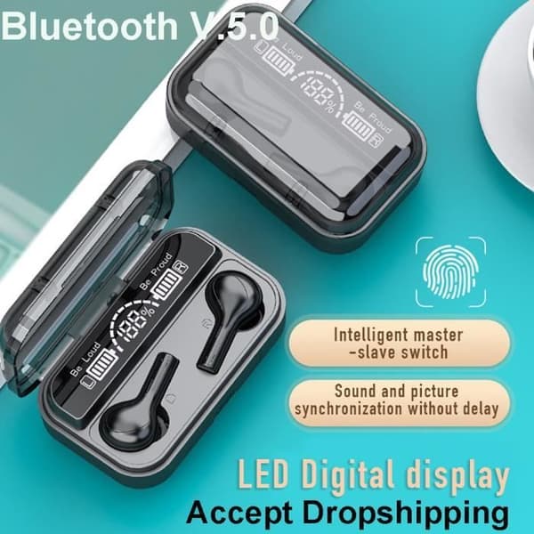 278 TWS 5.0 trådlösa Bluetooth-hörlurar, 9D stereosporthörlurar, vattentäta, med mikrofon, chassibox -2200mAh vit