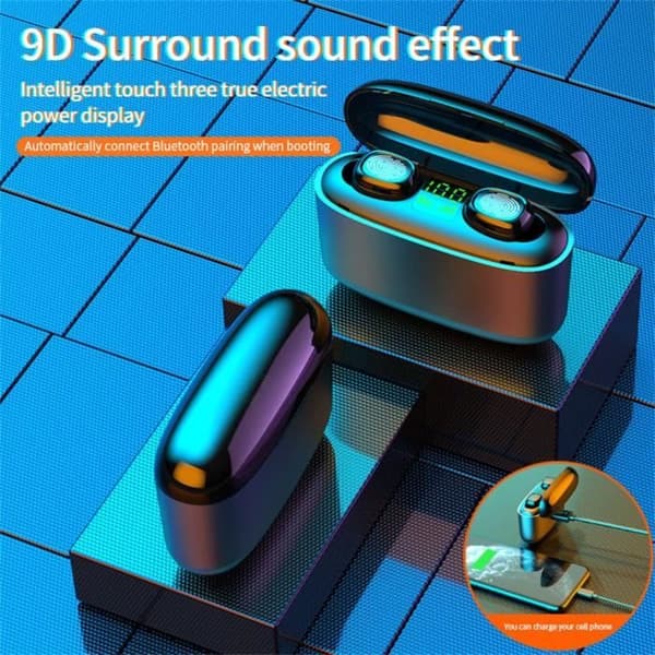 Bluetooth 5.0 TWS Trådlösa hörlurar Sport Stereo In-Ear hörlurar Mini Headset