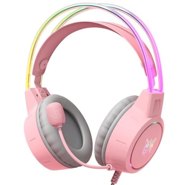 ONIKUMA X15 Pro RGB Light Gaming Headset med Mic för PC Xbox PS4 - Rosa