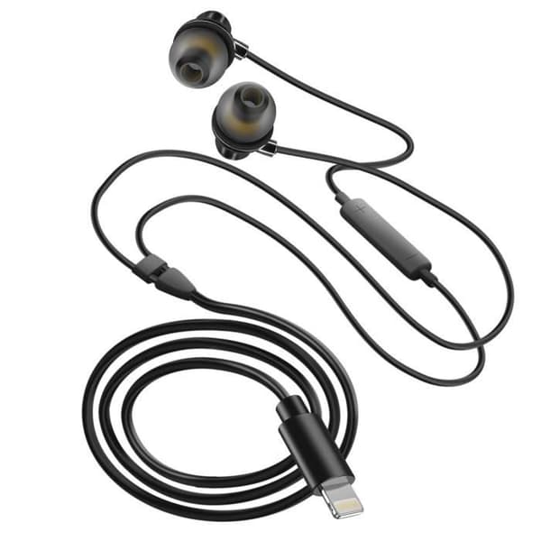 Kabelanslutna Lightning In-Ear-hörlurar LinQ Mikrofon och knappar Svarta