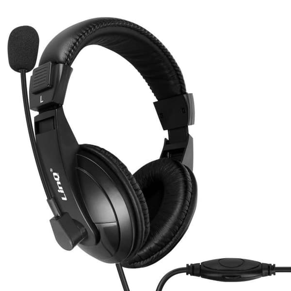 PC-headsetmikrofon - LINQ - USB-anslutning - Flexibel mikrofon - Vadderad design - Svart
