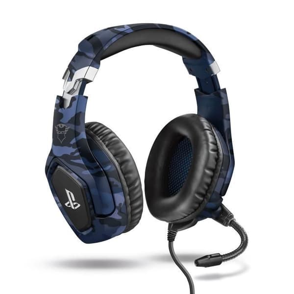 Trust Gaming PS4 och PS5 Gaming Headset med officiell licens för Playstation GXT 488 Forze-B, flexibel hopfällbar mikrofon - blå