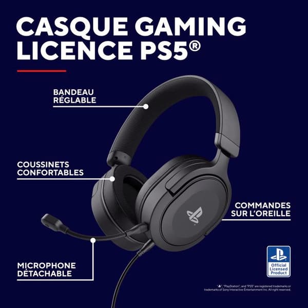 Trust Gaming GXT 498 Forta PS5 / PS4 gamingheadset, officiell Playstation 5-licens, trådbundet spelheadset med mikrofon, svart