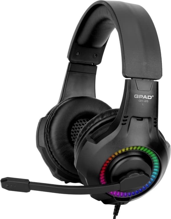 QPAD - QH-25 RGB Stereo och 7.1 USB Gaming Headset, Multiplattform (Stereo)