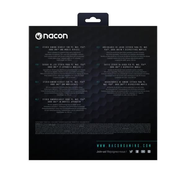 Nacon PCGH-110 Stereo Gaming Headset - 40 mm högtalare - Justerbar och löstagbar mikrofon - PC / PS4 / XB1 kompatibel