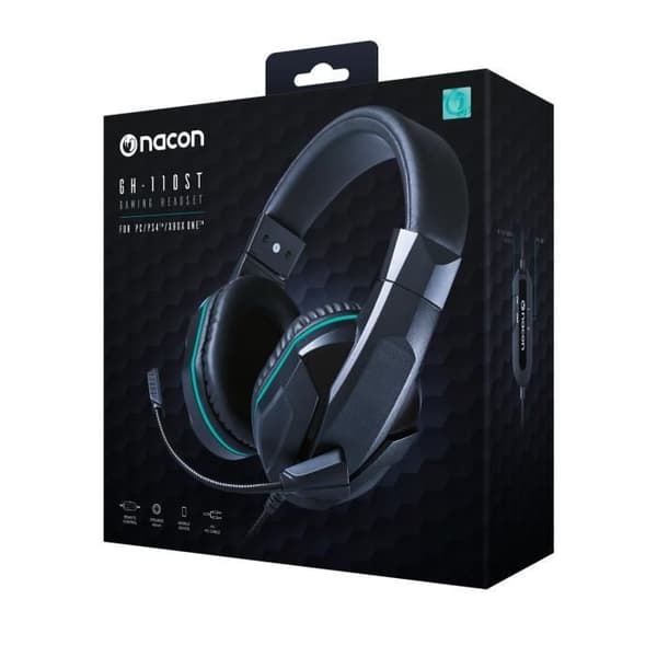 Nacon PCGH-110 Stereo Gaming Headset - 40 mm högtalare - Justerbar och löstagbar mikrofon - PC / PS4 / XB1 kompatibel